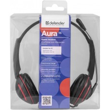 Гарнитура DEFENDER Aura 115 черный, 2 x 3,5-мм джек, 4-пин 3,5-мм джек, 2 м