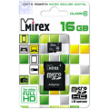 карта памяти  Mirex 16 GB    micro SDHC 10 klass с адаптером     