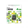 карта памяти  Mirex 4 GB    micro SDHC 4 klass c  адаптером