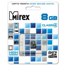 карта памяти  Mirex 8 GB    micro SDHC   4klass без адаптера 