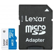 карта памяти MicroSD 64GB  LEXAR Class 10 + SD адаптер 45Mb/s