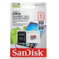 MicroSD  8GB  SanDisk Class 10 Android Ultra 48MB/s+SD Adapter+Memory Zone And