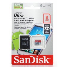 MicroSD  8GB  SanDisk Class 10 Android Ultra 48MB/s+SD Adapter+Memory Zone And