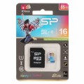 MicroSD 16GB  Silicon Class 10 Elite COLORED, R/W 85/15 MB/s+ SD адаптер 