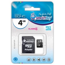 карта памяти MicroSD 4GB Smart Buy Сlass 4 +SD адаптер карта памяти MicroSD 4GB Smart Buy Сlass 4 +SD адаптер
