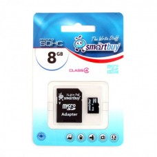 Карта памяти MicroSD  8GB  Smart Buy Class  4  Back-to-School + SD адаптер