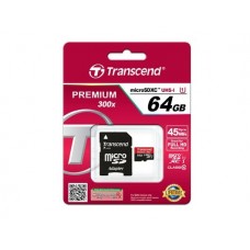 Карта памяти MicroSD 64GB Transcend Class 10 UHS-I + SD адаптер 400 х