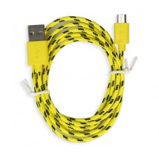 Кабель USB 2.0 - Micro USB, жёлтый, нейлон, 1 м. (20)